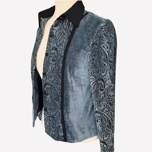 Coldwater Creek Blue and Black Long Sleeve Blazer size P8